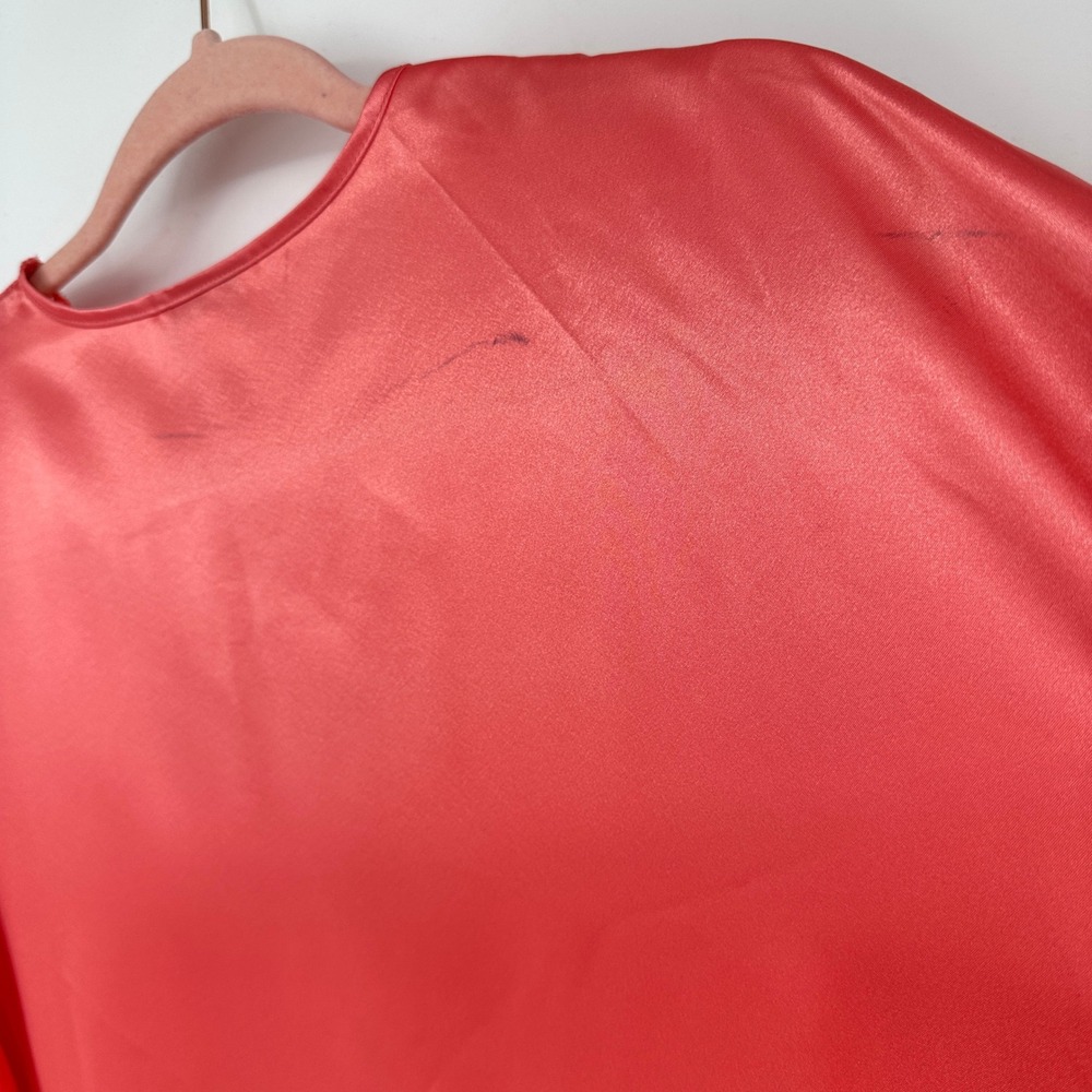 Nordstrom Lingerie Satin Sleep Shirt XL Coral Button Front Lounge Tunic NWT - Picture 9 of 9